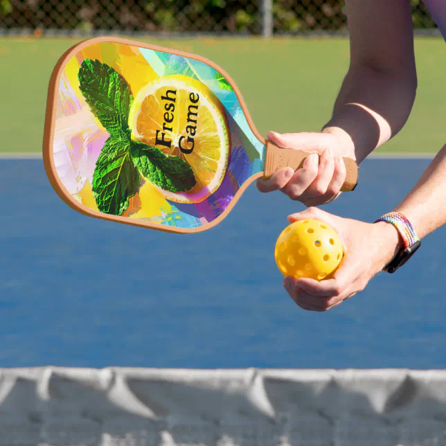 Fresh Game Lemon Mint Abstract Art Summer Pickleball Paddle