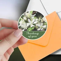 Simple White Flower Watercolor Thinking of You Classic Round Sticker