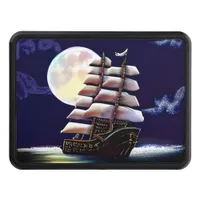Illuminated Ship on the Ocean under the Moon Hitch Cover