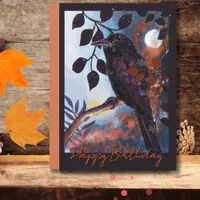 Mystical Gothic Raven Night Moon Branch Card