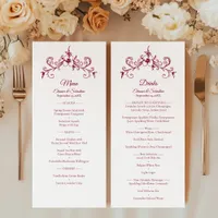 Elegant Vintage Romance Burgundy Food Drinks Menu