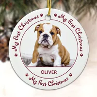 My First Christmas - Cute Dog Red Puppy Pet Photo Ceramic Ornament