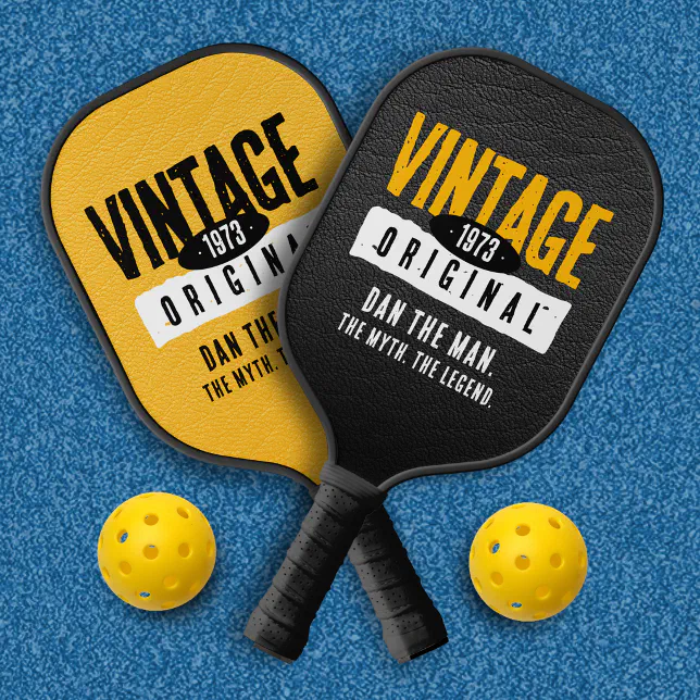 Vintage Original Black & Gold Leather Birth Year Pickleball Paddle