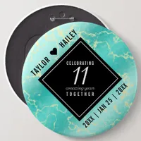 Elegant 11th Turquoise Wedding Anniversary Button