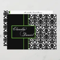 elegant lime damask wedding invitation