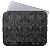 Goth Gray Ornament with Skull Laptop Sleeve