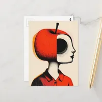 Surreal Person with an Apple Head Postcard