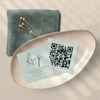 Script QR Code Mint Green Wedding RSVP Enclosure Card