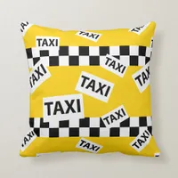 New York Taxi Driver Yellow Taxi Cab Pattern Throw Pillow