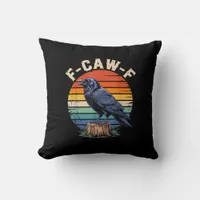 F-Caw-F Raven Moon Gothic Halloween Crow Bird Love Throw Pillow