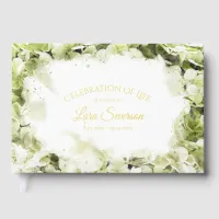 Green Hydrangea Watercolor Celebration of Life Foil Guest Book