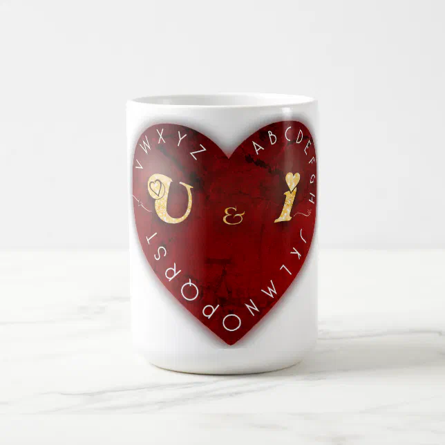 You and I - alphabet game on a red heart Coffee Mug