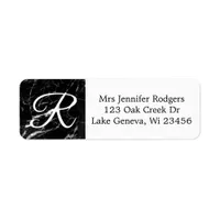 Black Marble Monogrammed Label