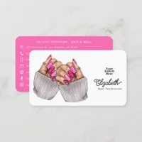 Hot-Pink Chic Nail Salon Design Business Card