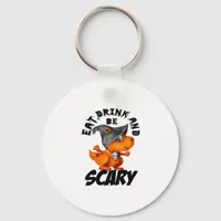 Eat Drink And Be Scared Funny Quote Keychain