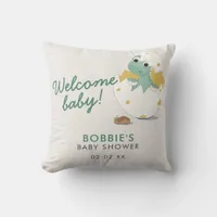 Cute Dinosaur Inspired Welcome Baby Shower Party Throw Pillow