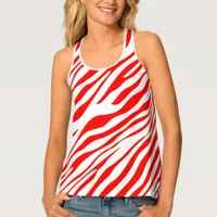 Red and White Zebra Women's Tank Top