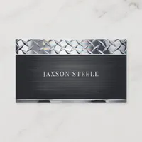 Black Brushed Metal Diamond Plate Professional Business Card