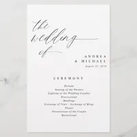 Budget Elegant Modern Wedding Program Sheet