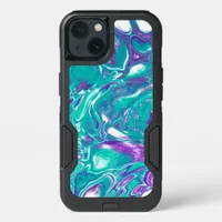 Purple and Teal Fluid Art Marble like iPhone 13 Case