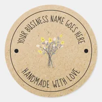 Your business name made with love classic round sticker