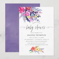 Colorful Watercolor Floral Baby Shower Invitation
