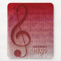 Pink Red Vintage Grunge Clef Symbol Music Sheet Mouse Pad