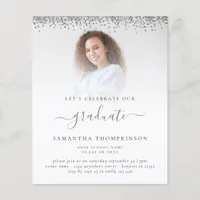 Budget 2024 Grad Photo Silver Glitter Invitation