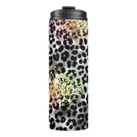 *~* Chic QR Peach Glitter Animal Leopard Spots  Thermal Tumbler