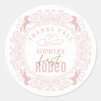 Pink First Rodeo Birthday Favor Sticker – Cowgirl 