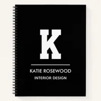 Minimalist Black and White Modern Monogram Case-Ma Notebook