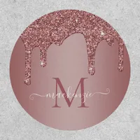 Rose Gold Sparkle Glitter Drips Monogram Patch