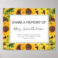 Sunflower Celebration of Life Share a Memory Sign