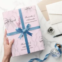 Elegant Coquette Hand Drawn Bows & Wedding Vows Wrapping Paper