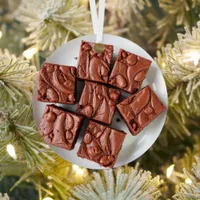 Plate of Homemade Brownies Realistic Food Metal Ornament