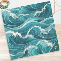 Ocean Waves and Sea Spray Design Monogram Chiffon Scarf