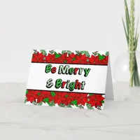 Merry and Bright Hand Drawn Poinsettias Card