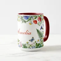 Watercolor Wildflower with Custom Name Mug