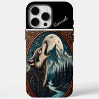 Wolf Howling Under Moonlight iPhone 16 Pro Max Case