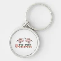 Tis The Season Retro Groovy Christmas Vintage Chri Keychain