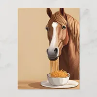 Horse Eats Spaghetti Postcard