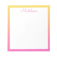 Cute Pastel Yellow and Pink Gradient Border Notepad