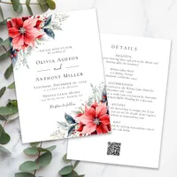 Watercolor Poinsettia Winter All in One QR Code Invitation