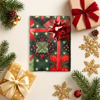 Festive Red Green Gift Quilt  Wrapping Paper