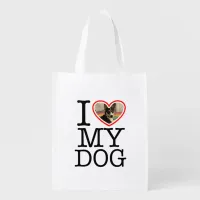 I Love My Dog Personalized Pillow Grocery Bag