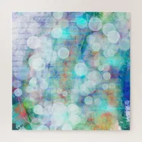 Blue, Orange, Yellow, White Abstract Art    Jigsaw Puzzle