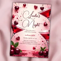 Ladies Night Cherry Cocktail Bridal Shower Invitation