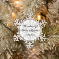Snowflake Winter Engagement Snowflake Pewter Christmas Ornament