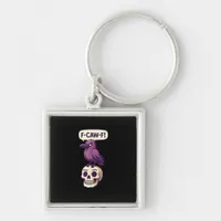 F-Caw-F Crow Skull Halloween Humor Graphic Design Keychain
