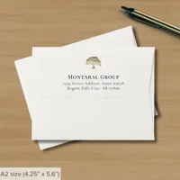 Elegant Ivory Return Address Gold Tree Envelope